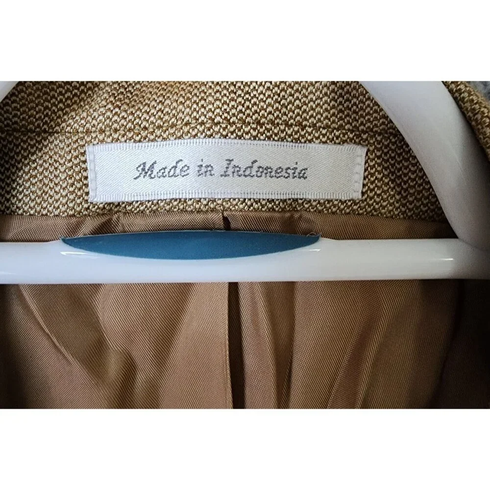 Lauren Ralph Lauren Beige 2 Button Blazer Suit Jacket Size 46 L Silk Wool Blend - Picture 3 of 14